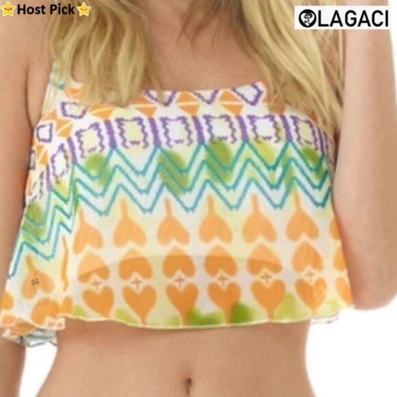 Lagaci Tops - ⛔️SOLD⛔️ LAGACI Crop Top - Chiffon, Built-in Bra, Adj Straps - Sz M NWT